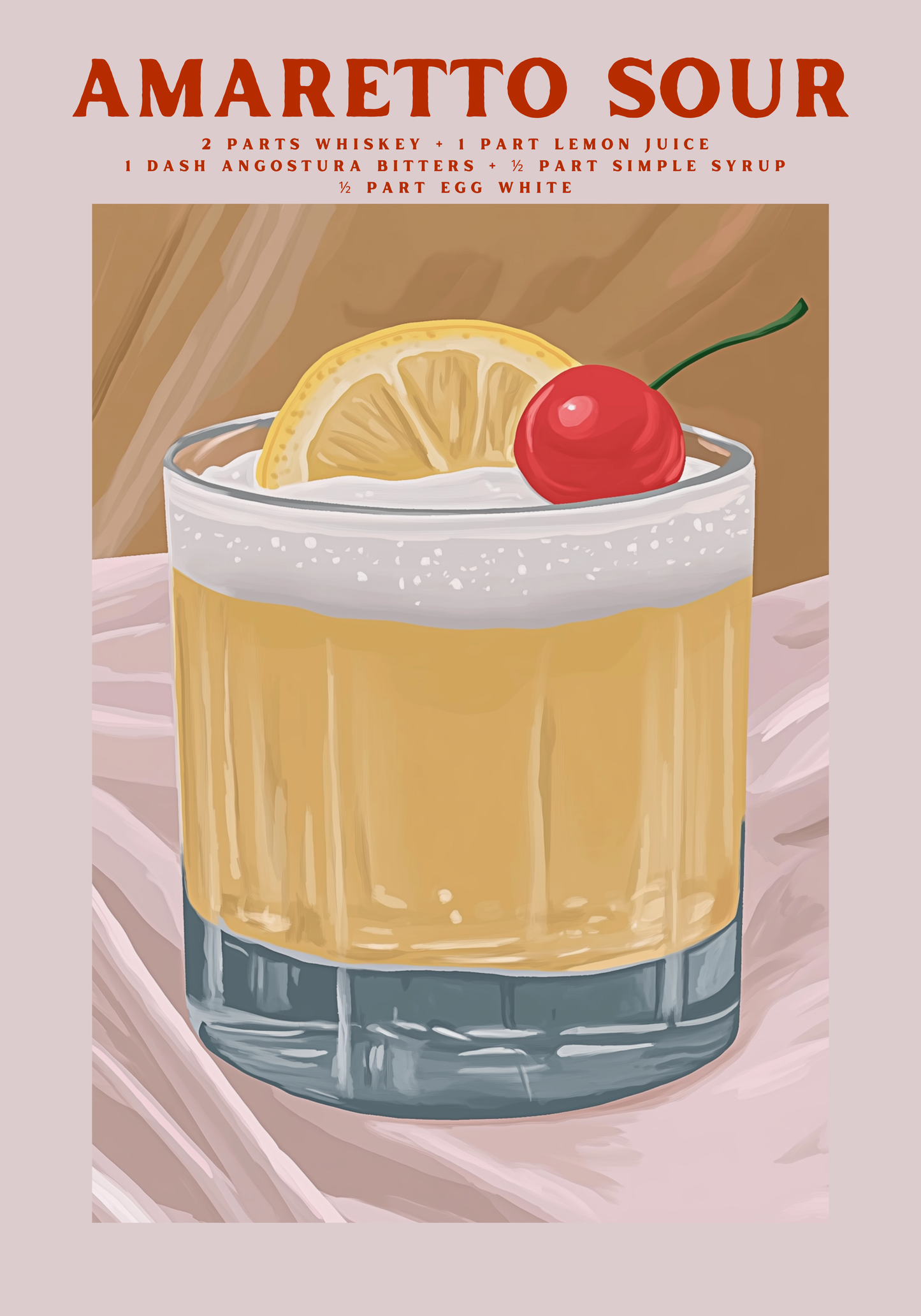 Amaretto Sour Cocktail Poster