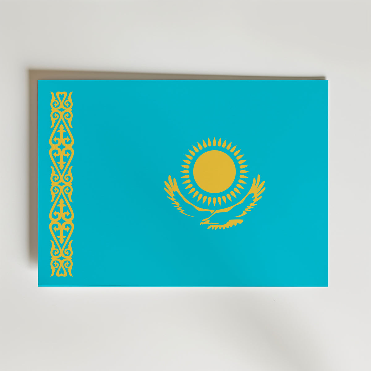 Kazakhstan National Flag Poster – modern konst och stilren konsttryck för hemmet hos Bozetto