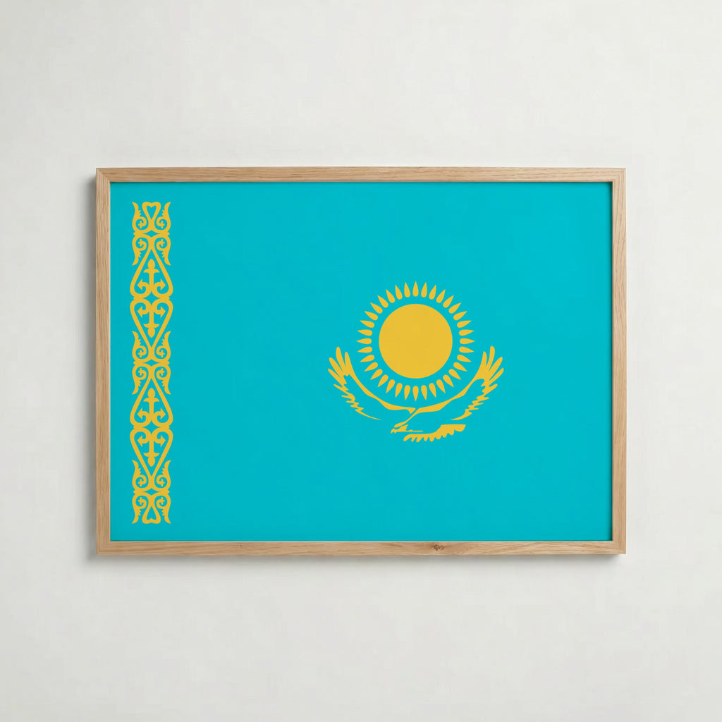 Kazakhstan National Flag Poster i ekram – inramad konsttryck för stilren inredning hos Bozetto