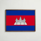 Cambodia National Flag Poster i valnötsram – varm konstaffisch för hemmet från Bozetto