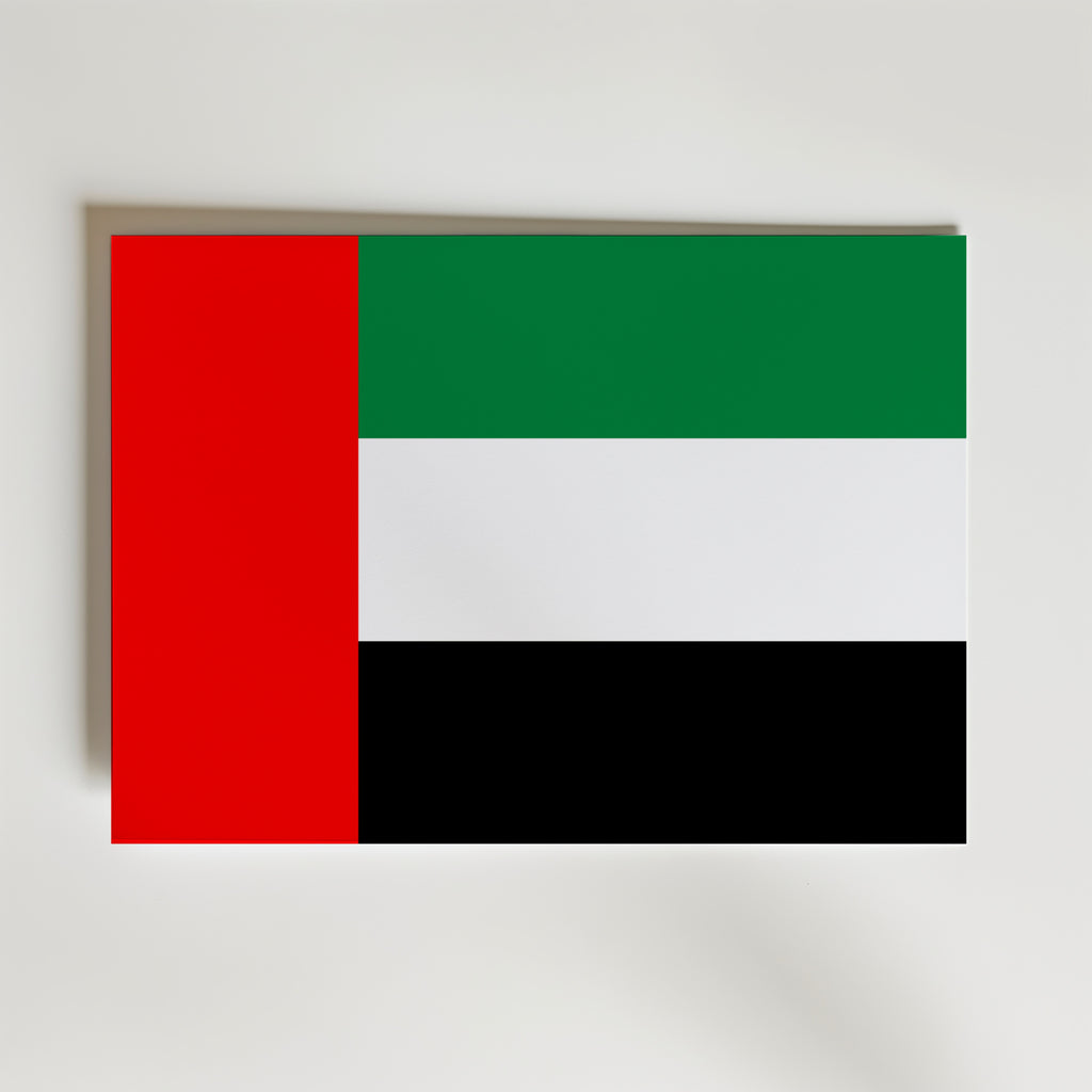 United Arab Emirates National Flag Poster – modern konst och stilren konsttryck för hemmet hos Bozetto
