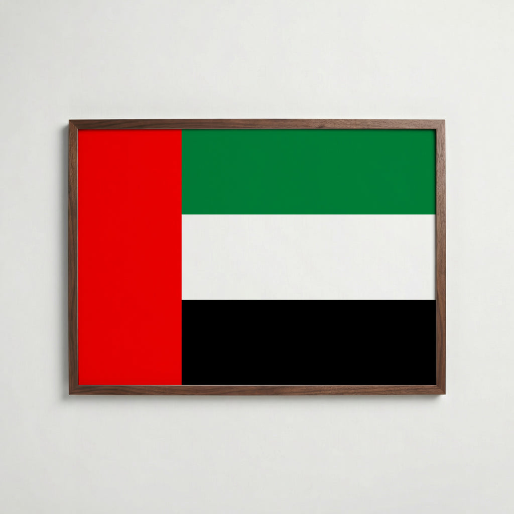 United Arab Emirates National Flag Poster i valnötsram – varm konstaffisch för hemmet från Bozetto