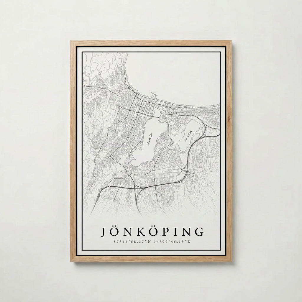 Jönköping Karta poster i olika storlekar – köp enkelt hos Bozetto i hög kvalitet