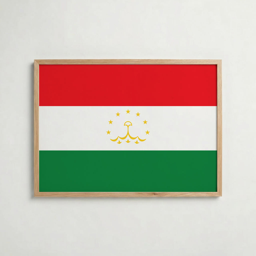 Tajikistan National Flag Poster i ekram – inramad konsttryck för stilren inredning hos Bozetto