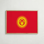 Kyrgyzstan National Flag Poster i ekram – inramad konsttryck för stilren inredning hos Bozetto