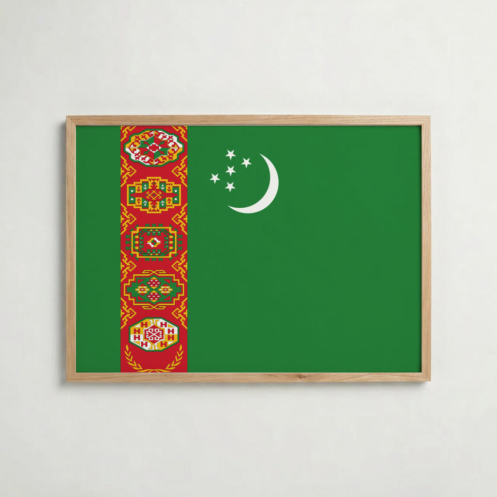 Turkmenistan National Flag Poster i ekram – inramad konsttryck för stilren inredning hos Bozetto