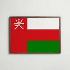 Oman National Flag Poster i valnötsram – varm konstaffisch för hemmet från Bozetto