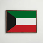 Kuwait National Flag Poster i valnötsram – varm konstaffisch för hemmet från Bozetto