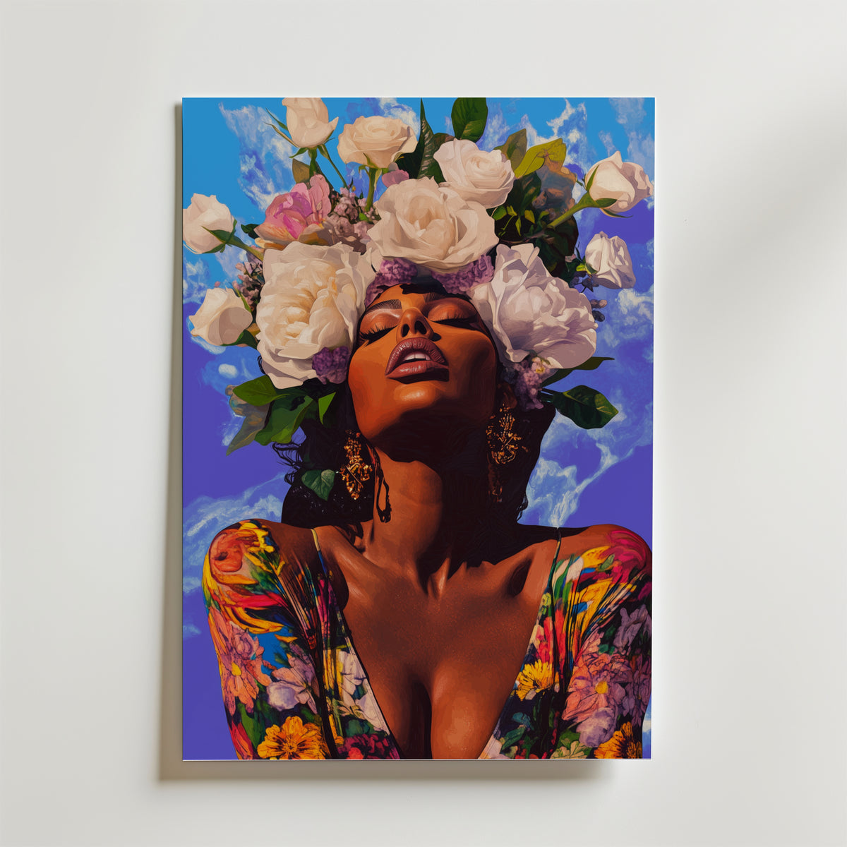 Floral Crown Portrait – stilfullt konsttryck från Bozetto, tryckt på matt finpapper