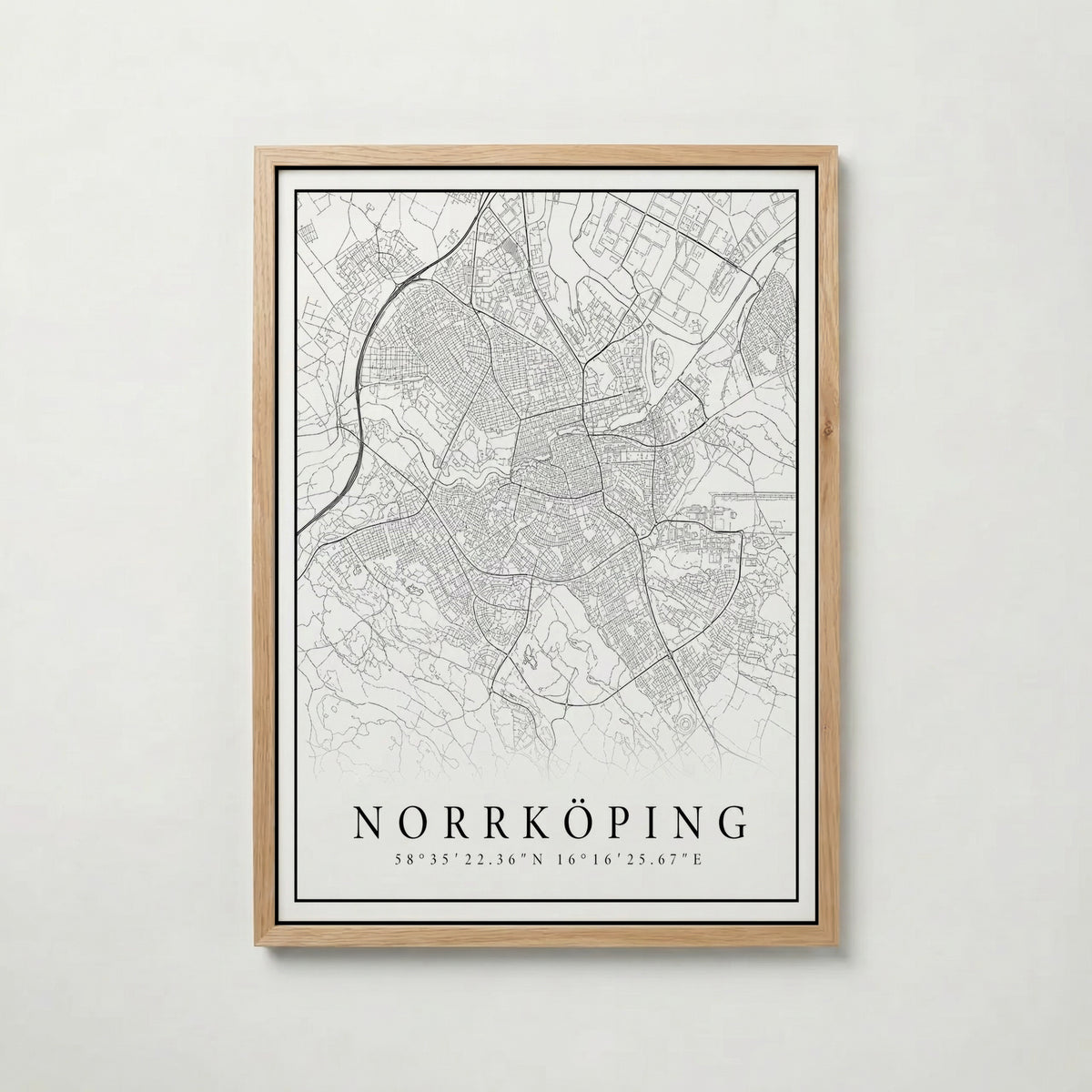 Norrköping Karta poster i olika storlekar – köp enkelt hos Bozetto i hög kvalitet