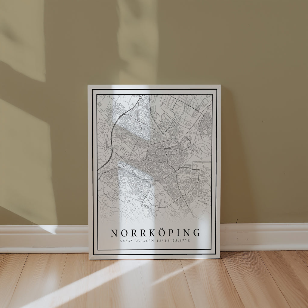 Norrköping Karta poster i stilrent hem med modern inredning – köp enkelt hos Bozetto