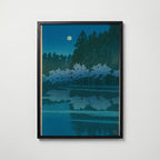 Hasui Kawase Spring Night at Inokashira Park 1931 Poster – svart ram