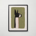 Minimal Boston Terrier Poster – svart ram