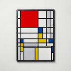 Piet Mondrian Tall Composition with Red Poster – svart ram
