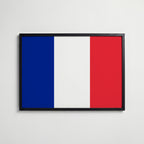 France National Flag Poster i svart ram – stilren konsttryck som väggdekor från Bozetto