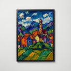 Wassily Kandinsky Village in Murnau Poster – svart ram