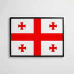 Georgia National Flag Poster i svart ram – stilren konsttryck som väggdekor från Bozetto