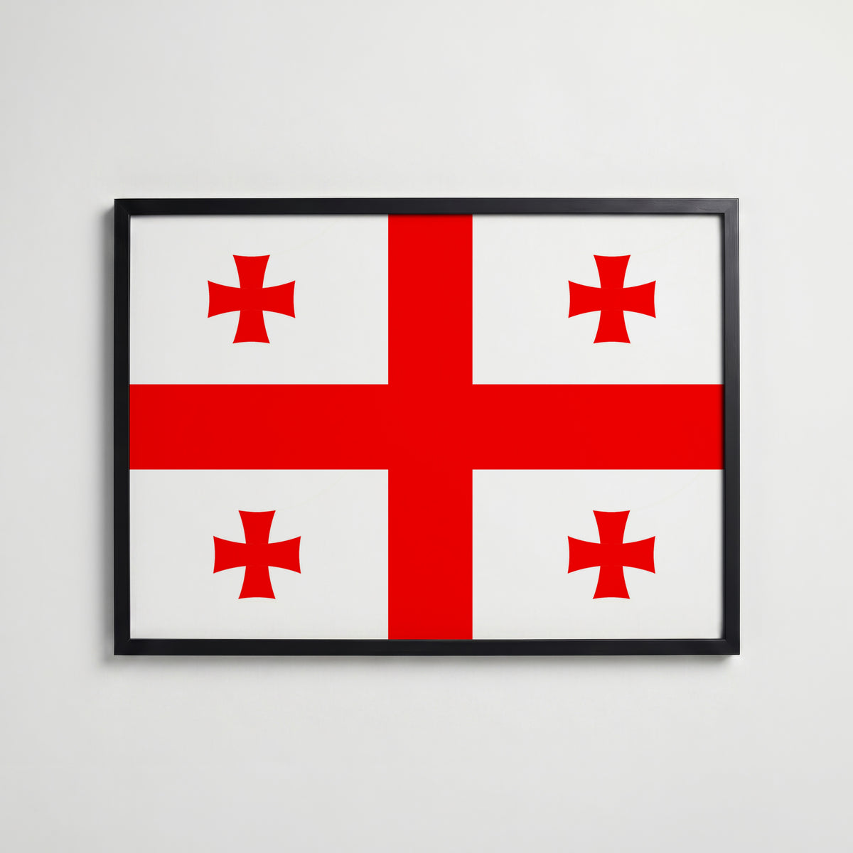 Georgia National Flag Poster i svart ram – stilren konsttryck som väggdekor från Bozetto