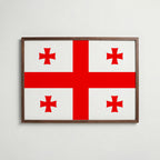 Georgia National Flag Poster i valnötsram – varm konstaffisch för hemmet från Bozetto
