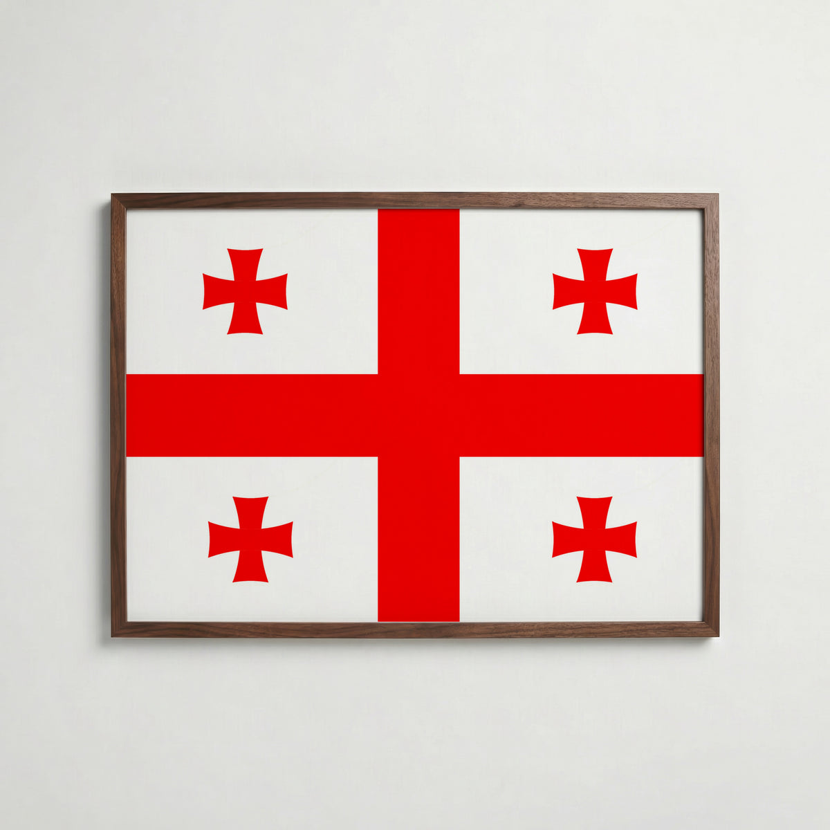 Georgia National Flag Poster i valnötsram – varm konstaffisch för hemmet från Bozetto