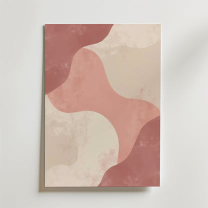 Postern Abstract Colorful Shapes från Bozetto har vågiga rosa, beige och krämfärgade former på vitt, tryckt på premiumpapper för en mjuk, strukturerad touch - perfekt för neutrala väggkonst.