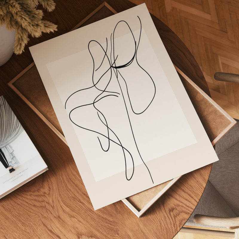 Framed Abstract Line Flow Poster