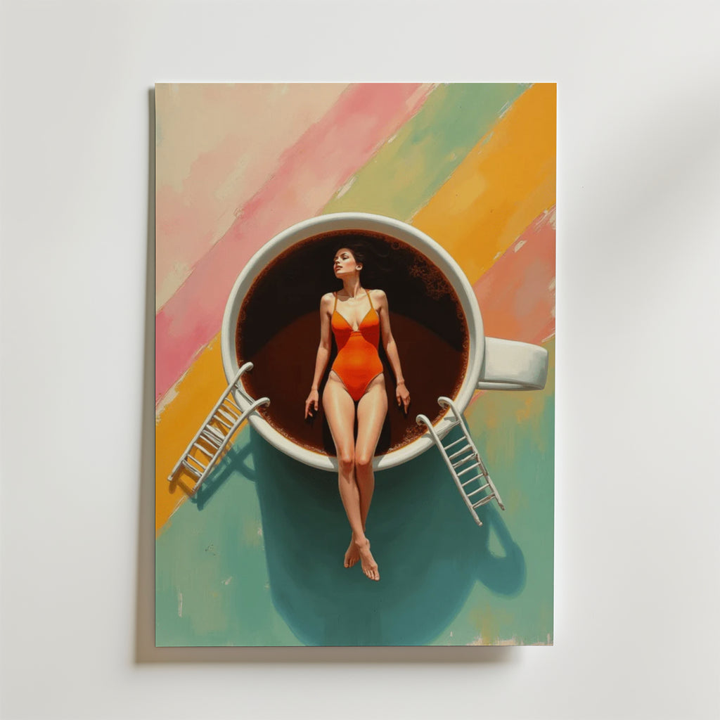 Bikini Coffe – stilfullt konsttryck från Bozetto, tryckt på matt finpapper i hög tryckkvalitet