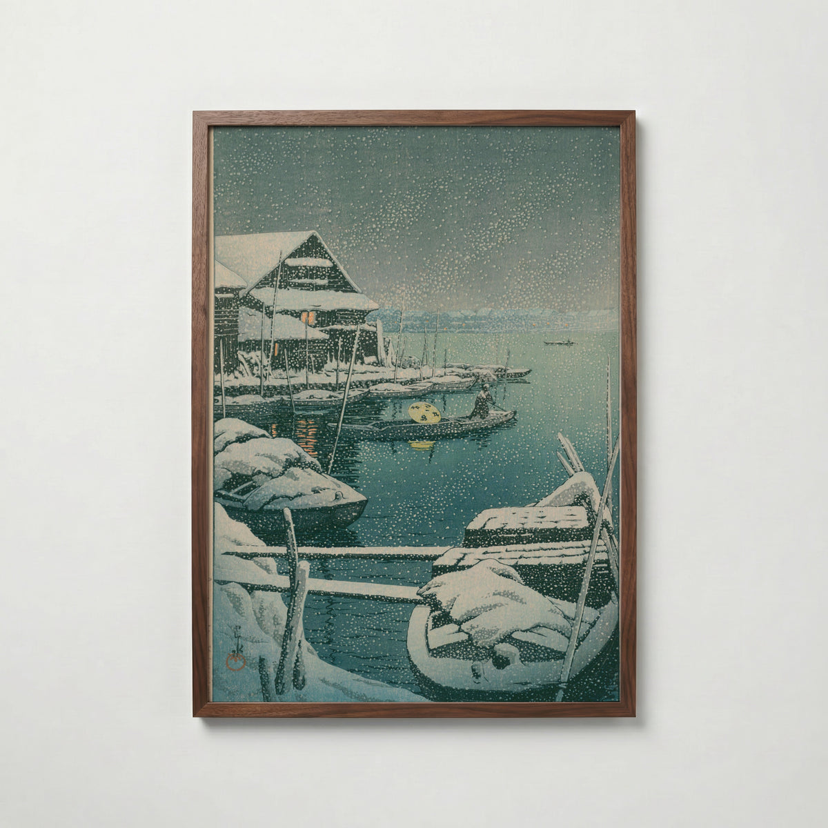 Hasui Kawase Snow at Mukojima 1931 Poster – valnötsram