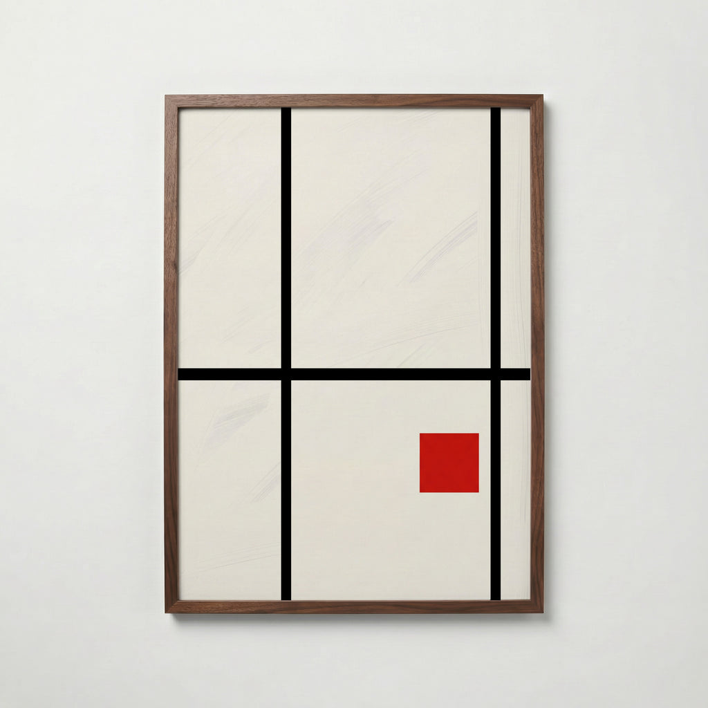 Piet Mondrian Composition with Small Red Square Poster – valnötsram