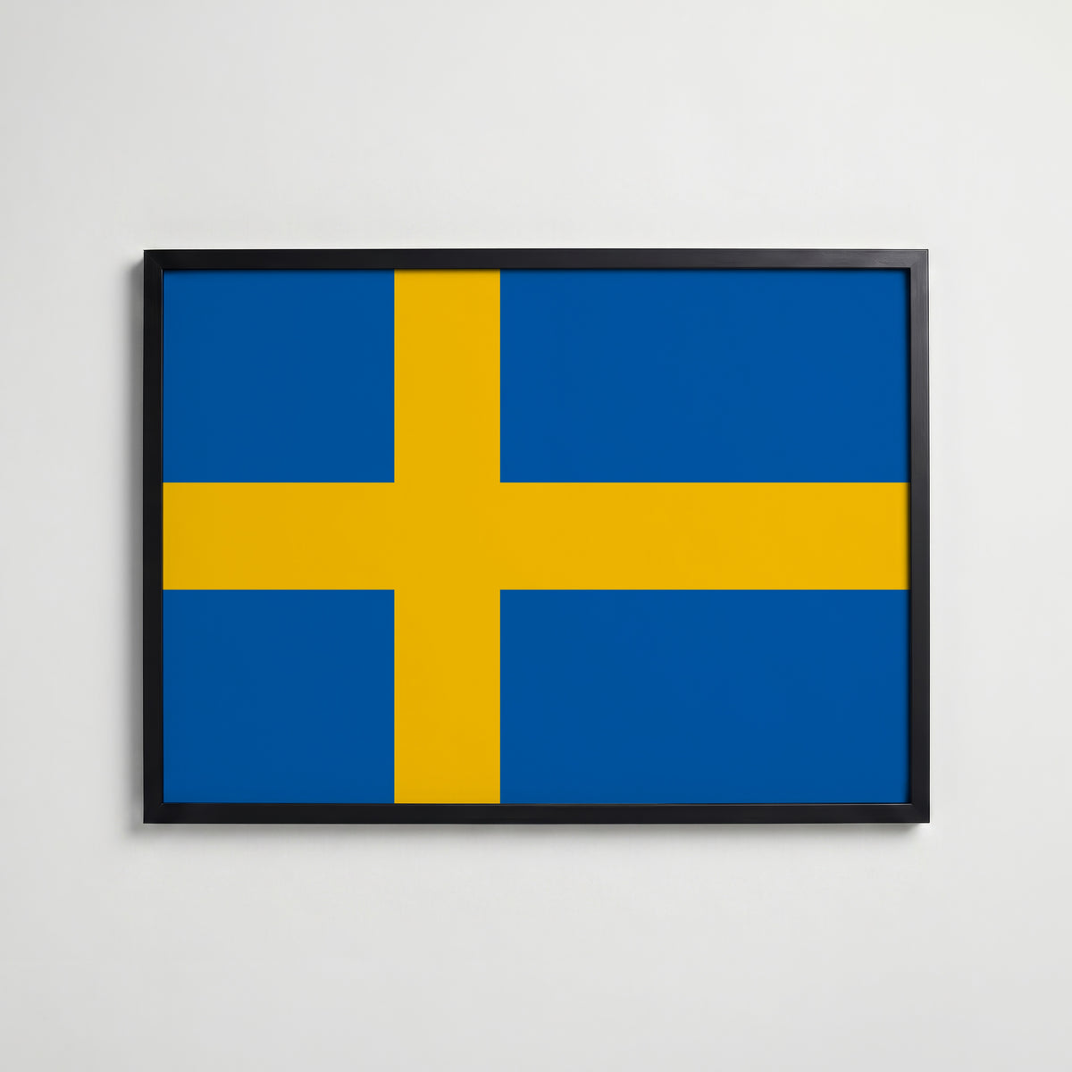 Sweden National Flag Poster i svart ram – stilren konsttryck som väggdekor från Bozetto