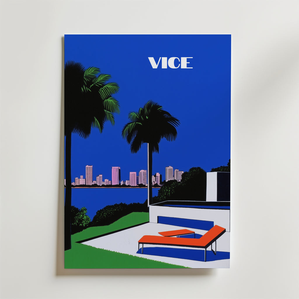 Miami Vice Hiroshi – stilfullt konsttryck från Bozetto, tryckt på matt finpapper