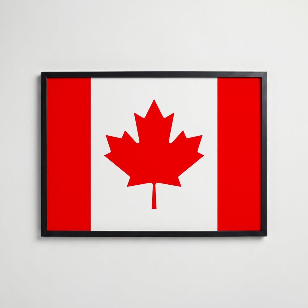Canada National Flag Poster i svart ram – stilren konsttryck som väggdekor från Bozetto