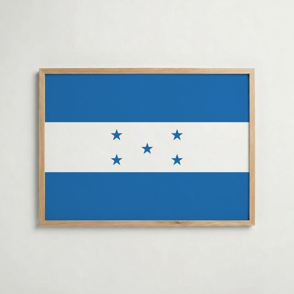 Honduras National Flag Poster i ekram – inramad konsttryck för stilren inredning hos Bozetto