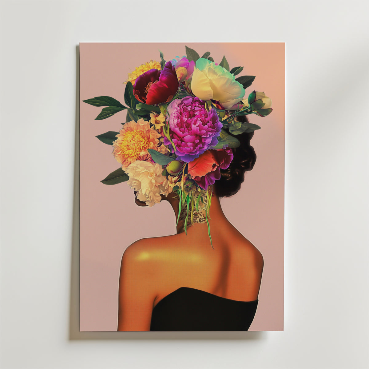 Floral Hair Portrait – stilfullt konsttryck från Bozetto, tryckt på matt finpapper
