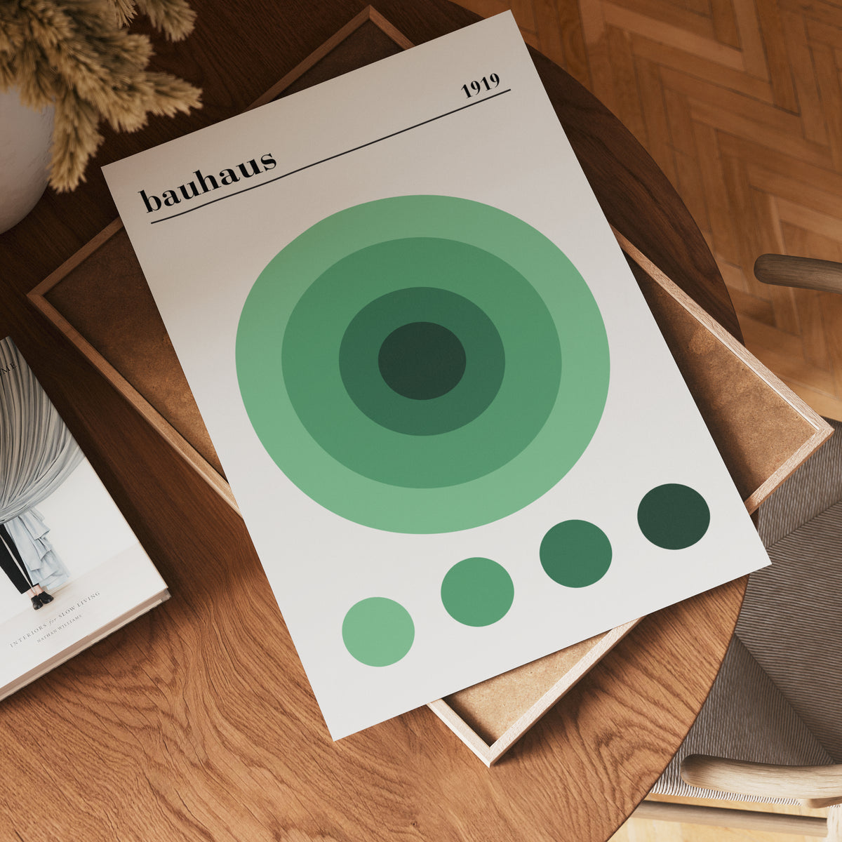 Bauhaus Green Circles poster visad rakt fram – Bozetto affisch i hög tryckkvalitet