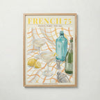 French 75 poster inramad i ljus ekram med naturligt träutseende – från Bozetto i hög tryckkvalitet