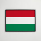 Hungary National Flag Poster i svart ram – stilren konsttryck som väggdekor från Bozetto