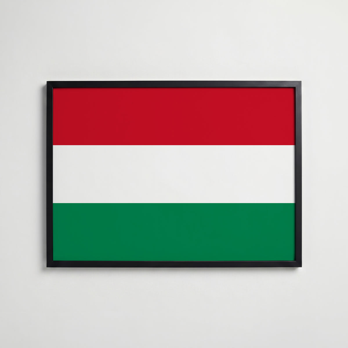 Hungary National Flag Poster i svart ram – stilren konsttryck som väggdekor från Bozetto