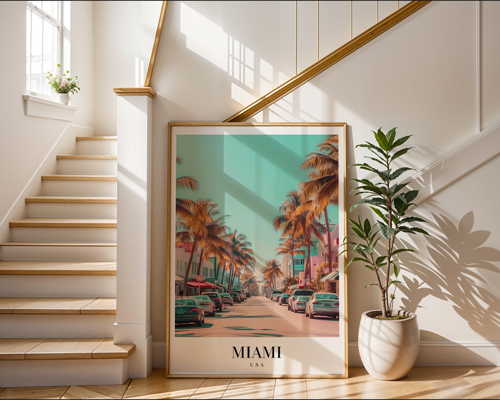 The Miami i väggmockup – konsttryck presenterat i verklig miljö av Bozetto i hög tryckkvalitet