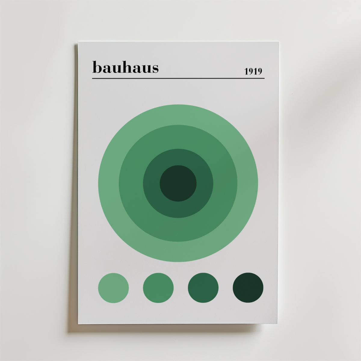 Bauhaus Green Circles – stilfullt konsttryck från Bozetto, tryckt på matt finpapper