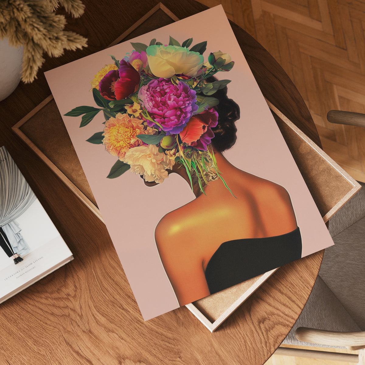 Floral Hair Portrait poster visad rakt fram – Bozetto affisch i hög tryckkvalitet