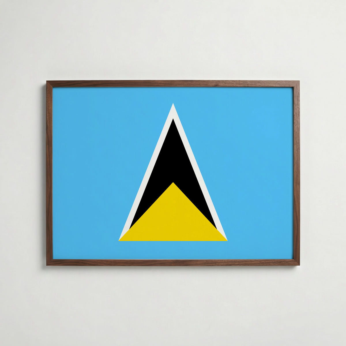 Saint Lucia National Flag Poster i valnötsram – varm konstaffisch för hemmet från Bozetto