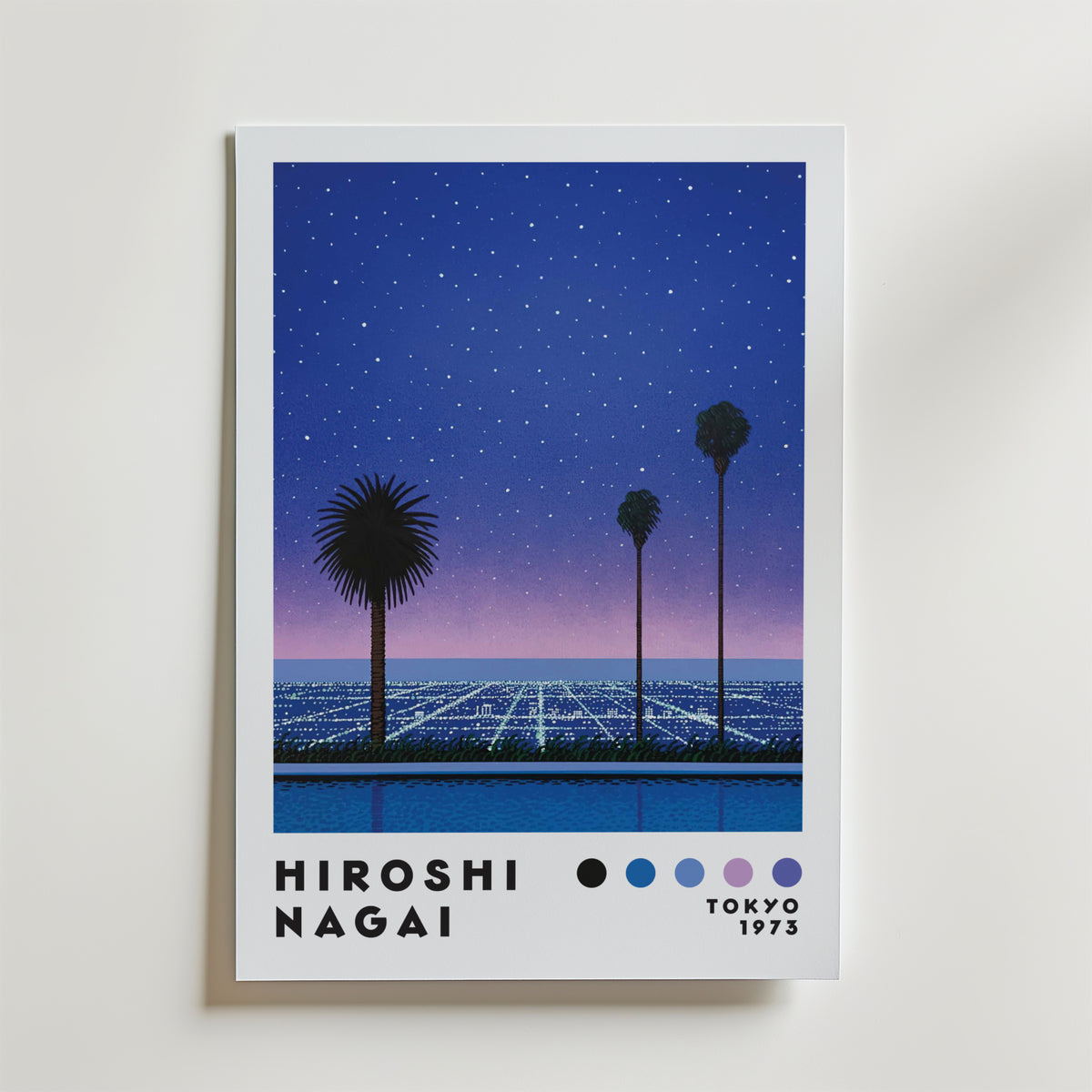Mockup av Hiroshi Nagai City Lights affisch på vägg – köp enkelt hos Bozetto i hög kvalitet