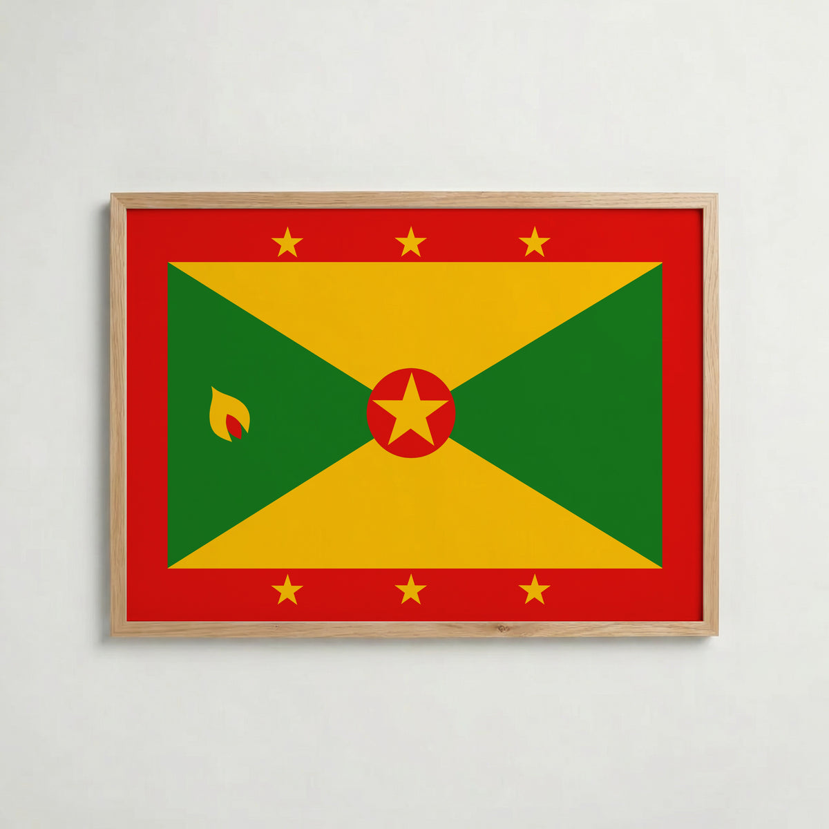 Grenada National Flag Poster i ekram – inramad konsttryck för stilren inredning hos Bozetto