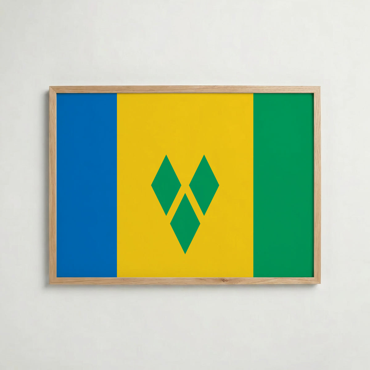 Saint Vincent and the Grenadines National Flag Poster i ekram – inramad konsttryck för stilren inredning hos Bozetto