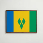 Saint Vincent and the Grenadines National Flag Poster i valnötsram – varm konstaffisch för hemmet från Bozetto