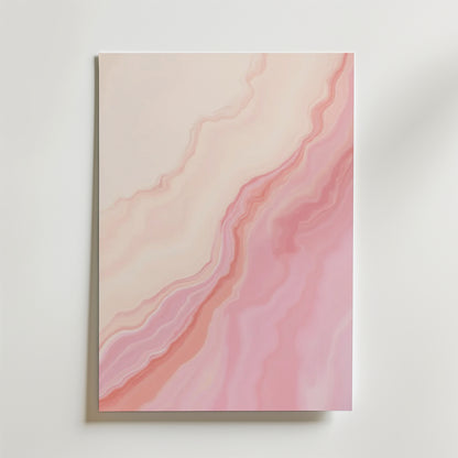 Bozetto Abstract Lines Poster har mjuka rosa, persika och krämfärgade mönster på premiumpapper med en lyxig matt finish, mot en vit bakgrund.