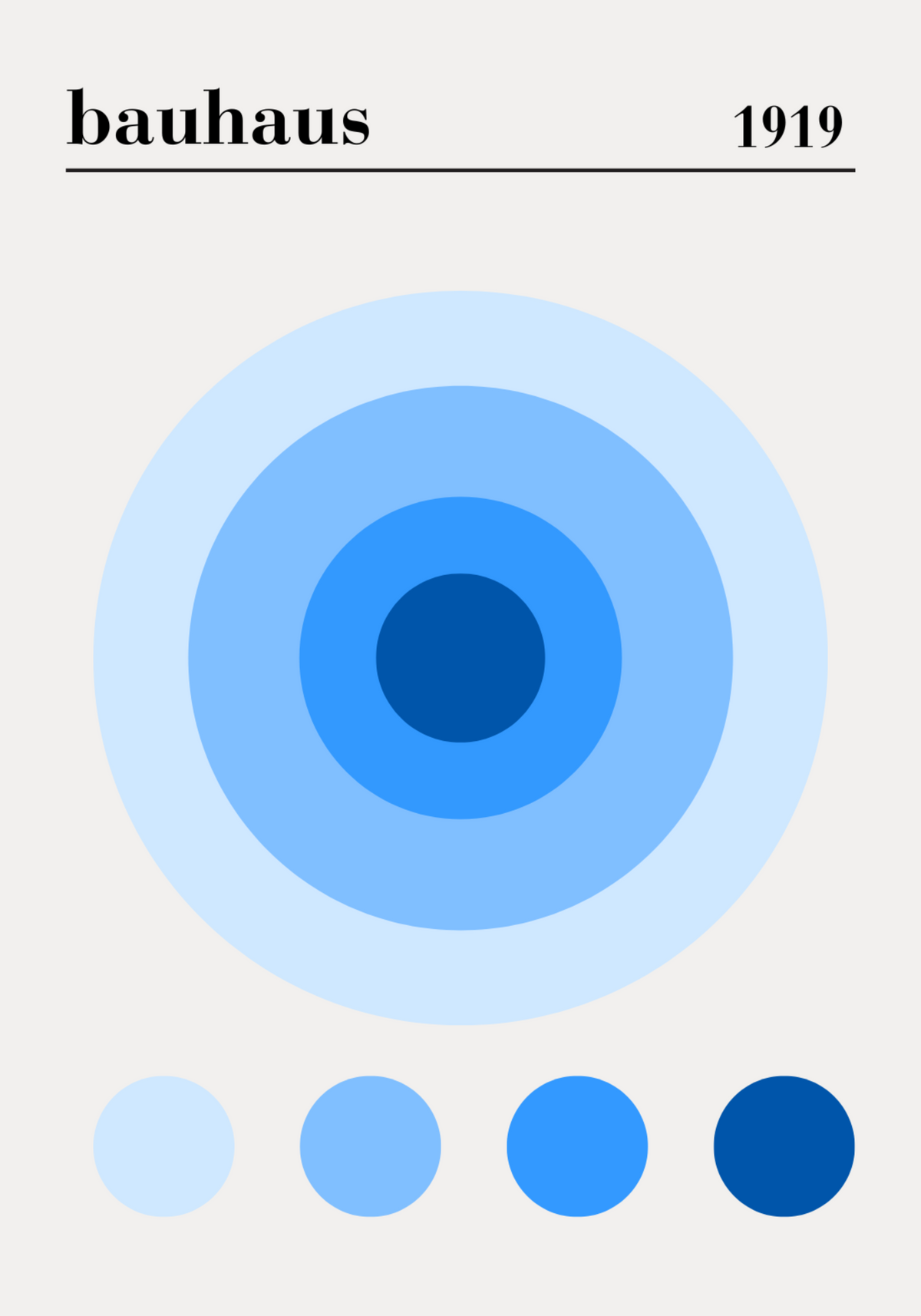Bauhaus Blue Circles – affisch med snyggt motiv, köp enkelt hos Bozetto i flera storlekar