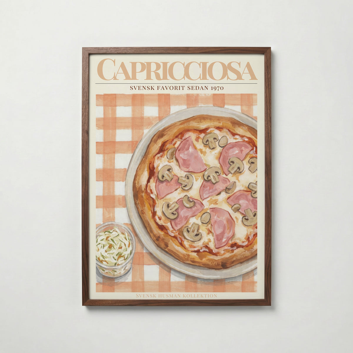 Capricciosa Pizza i valnötsram med mörkt trä – köp enkelt hos Bozetto i hög kvalitet