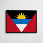 Antigua and Barbuda National Flag Poster i svart ram – stilren konsttryck som väggdekor från Bozetto